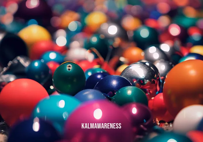 chime balls _ Image: A close-up of colorful chime balls scattered on the floor, amidst the chaos.Image description: Colorful chime balls are strewn across the floor, a symbol of the mess in the room.