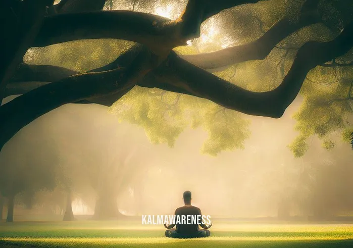 covid meditation _ Image: A serene park with a person meditating under a tree, finding solace and calm amidst nature.Image description: In a tranquil park, a person sits under a sprawling tree, deep in meditation, finding solace and inner peace amid the soothing embrace of nature.