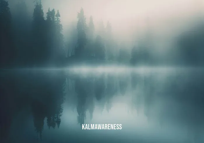 crystal lake meditation _ Image: A serene, mist-covered lake shrouded in early morning fog, reflecting the surrounding pine trees like a mirror. Image description: The crystal lake, veiled in mist, emanates an air of tranquility and stillness, untouched by disturbance.