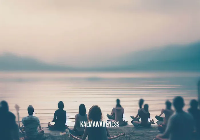 crystal lake meditation _ Image: A group of people in yoga poses, meditating by the lake