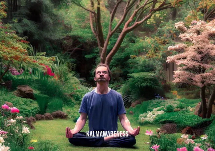 cultivation meditation _ Image: The same person now practicing meditation, surrounded by a serene garden.Image description: The person has started their cultivation meditation, finding inner peace amidst a serene garden with blooming flowers and tranquil surroundings.
