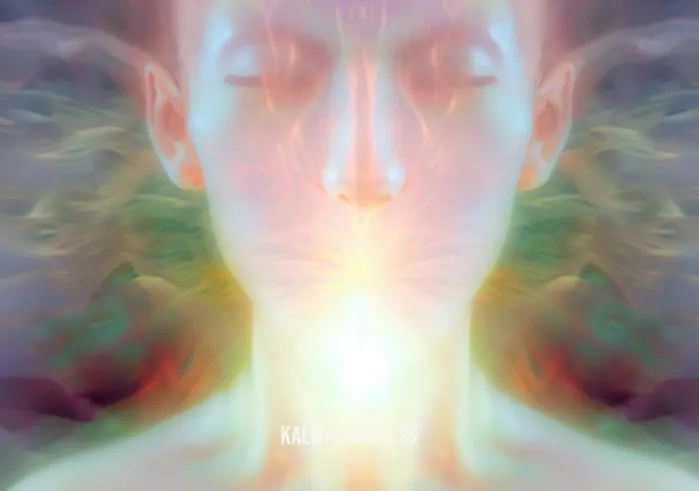 energy healing meditation _ Image: The aura around the person intensifies, and their face shows signs of relief and calm.Image description: The radiant aura around the individual intensifies, and their countenance reflects relief and profound calm.