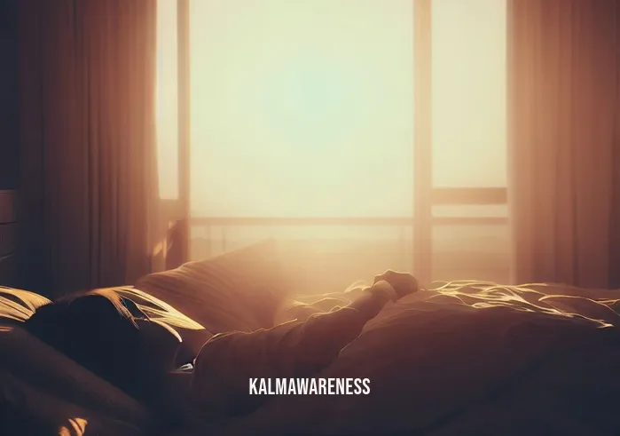 fall back to sleep meditation _ Image: A peaceful bedroom at sunrise, with a well-rested person, sleeping soundly.Image description: The person, having let go of their restlessness, now enjoys a peaceful slumber, embraced by the morning light.