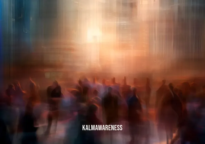 meditation in a sentence _ Image: A bustling cityscape with people rushing about in a crowded, chaotic park. Image description: In the heart of a busy city, a park filled with people in a hurried frenzy, no one finding a moment of calm.
