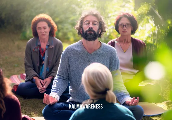 sharon salzberg loving kindness meditation _ Image: A group of people sitting in a circle in a serene park, eyes closed, as they practice loving-kindness meditation with Sharon Salzberg guiding them.Image description: A transformational scene of individuals finding peace and connection as they engage in a loving-kindness meditation session led by Sharon Salzberg, surrounded by nature.