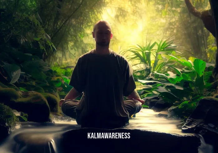 is it bad to meditate lying down _ Image: Surrounded by serene nature, the meditator takes a comfortable cross-legged seat by a tranquil stream.Image description: Amidst the beauty of nature, the meditator finds peace in a seated position, embracing the environment for a better meditation experience.