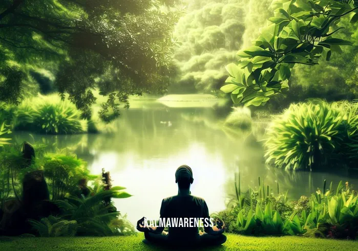 11th step guided meditation _ Image: A serene, outdoor setting with lush greenery, a peaceful lake, and a person sitting in a relaxed meditation pose.Image description: In a serene, outdoor setting, lush greenery surrounds a peaceful lake, and a person sits in a relaxed meditation pose.