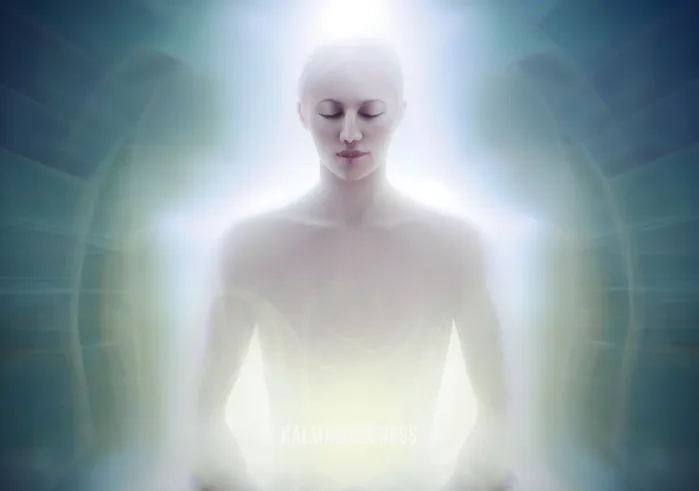 11th step guided meditation _ Image: The person in meditation, now with a calm expression, surrounded by a gentle aura of light, finding inner peace.Image description: The person in meditation, now with a calm expression, is surrounded by a gentle aura of light, finding inner peace.