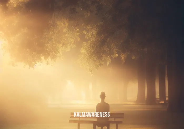 12 minute guided meditation _ Image: A park at sunrise, with soft golden light filtering through the trees and a person sitting on a bench, eyes closed.Image description: A serene morning in nature, as someone begins their meditation practice, finding solace in the peaceful surroundings.