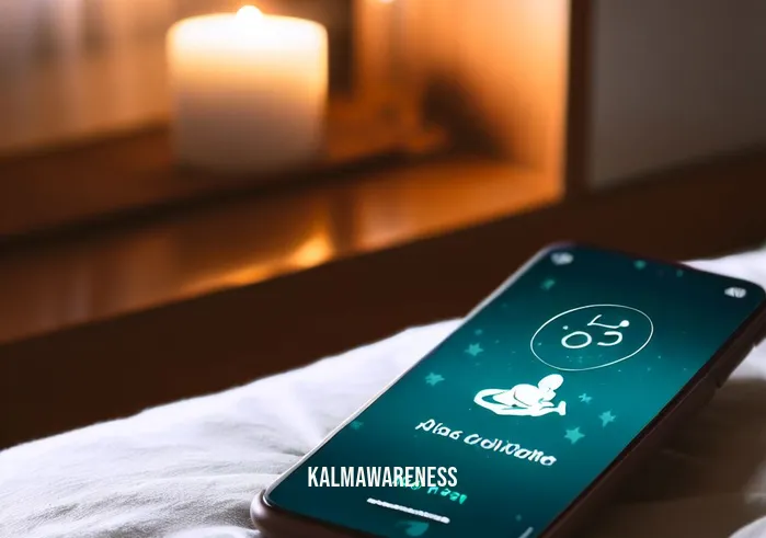 5 minute sleep meditation _ Image: A smartphone with a meditation app open, displaying a 5-minute sleep meditation session ready to play, placed on a nightstand.Image description: A smartphone sits on the nightstand with a meditation app open, displaying a 5-minute sleep meditation session ready to play.