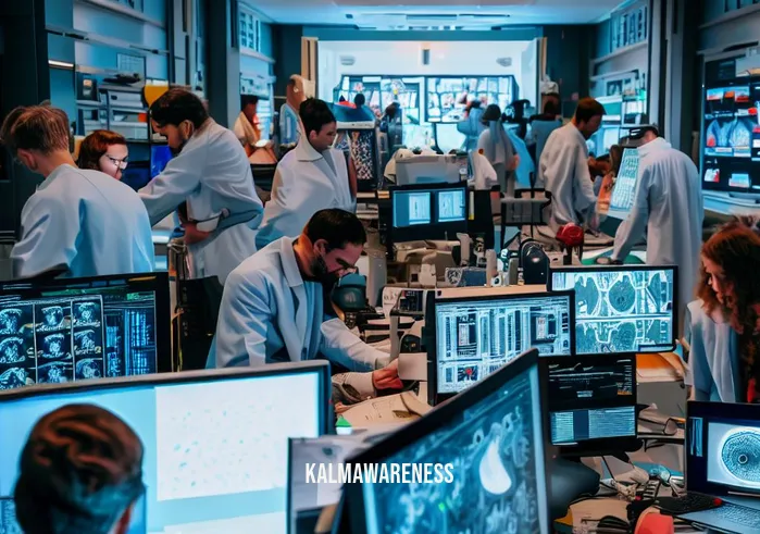 cortland dahl _ Image: A bustling laboratory filled with researchers analyzing brain scans and data charts.Image description: In a state-of-the-art lab, Cortland Dahl