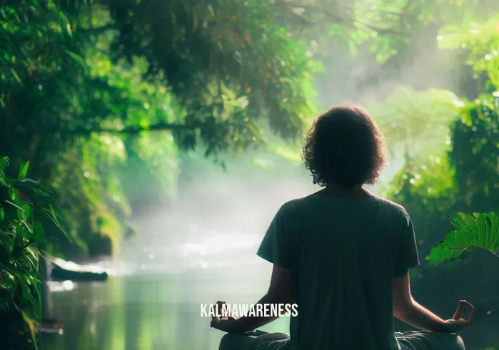 dbt loving kindness _ Image: A person practices mindfulness and deep breathing exercises in a serene natural setting, with lush greenery and a calm river nearby.Image description: In a tranquil natural setting, a person practices mindfulness and deep breathing, surrounded by lush greenery and a serene river.