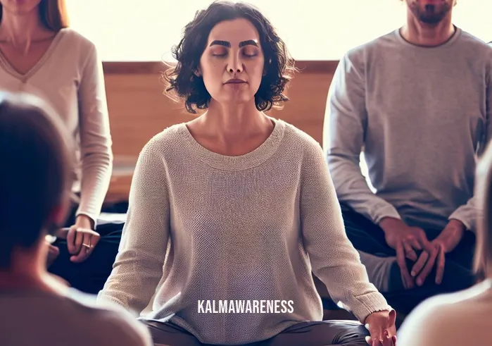 dbt loving kindness _ Image: A group of people engage in a loving-kindness meditation session, seated in a circle with closed eyes and peaceful expressions.Image description: In a harmonious circle, a group of people practice loving-kindness meditation with closed eyes and serene expressions.