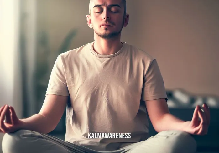 free the mind _ Image: A person engaging in mindfulness meditation, sitting cross-legged with eyes closed, finding inner peace.Image description: A person in a quiet room, sitting cross-legged in meditation posture, eyes closed, and a serene expression. They focus on their breath, finding inner peace and clarity.