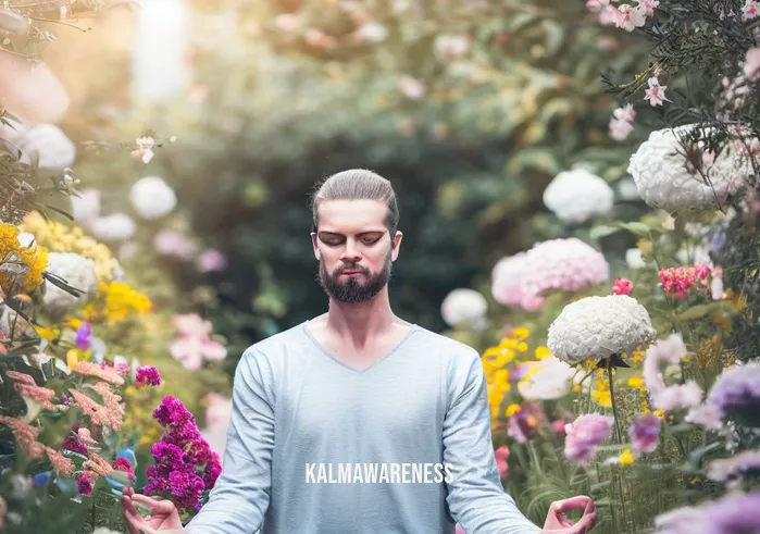 guided meditation for clarity and guidance _ Image: A content and focused individual practicing mindfulness in a beautiful garden, surrounded by blooming flowers.Image description: The person is content and focused, practicing mindfulness in a beautiful garden filled with blooming flowers.