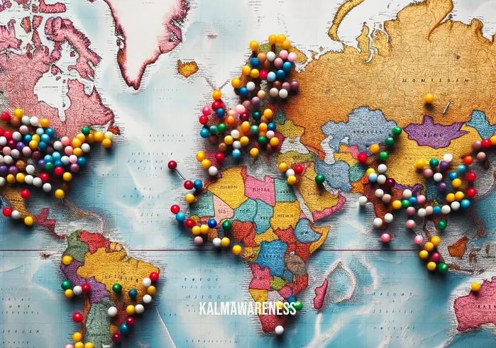 map of cultures that meditate _ Image: A global map marked with pins representing various cultures and their meditation practices.Image description: A world map, adorned with pins from around the globe, illustrating the cultural diversity of meditation traditions.