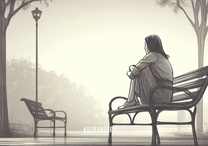 affectionate breathing _ Image: A park bench with a woman sitting alone, lost in thought, looking forlorn. Image description: She sits in solitude, yearning for connection in the bustling world.