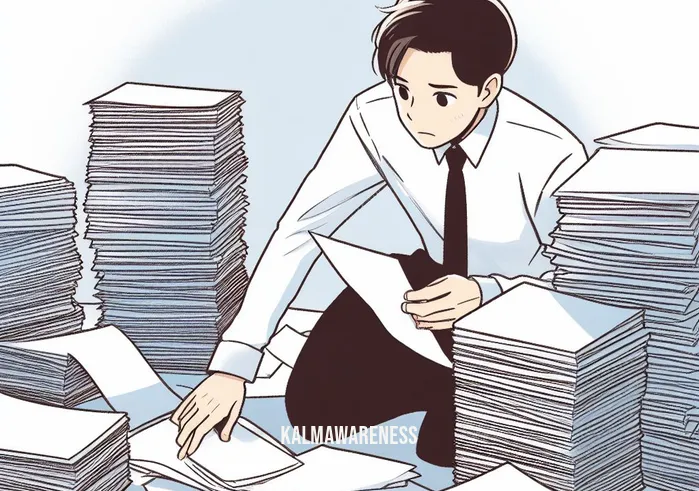 be fully conscious of 7 little words _ Image: A focused individual organizing papers into neat piles. Image description: A focused individual organizing papers into neat piles.