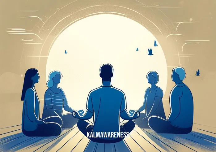 involves attaining a peaceful state of mind in which thoughts are not occupied by worry. _ Image: The individual attending a mindfulness workshop, surrounded by others in a peaceful meditation circle. Image description: The person is now part of a mindfulness workshop, seated in a peaceful meditation circle with others, all sharing a moment of serene reflection.