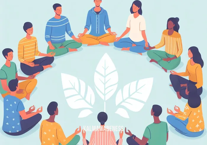 mindful logo _ Image: A group of diverse individuals in a circle, participating in a mindfulness workshop, with eyes closed and palms up. Image description: People coming together to learn and practice mindfulness as a community.