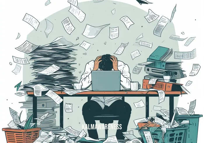 mindfulness toy _ Image: A cluttered desk with scattered papers and a stressed person sitting amidst the chaos. Image description: A cluttered desk with scattered papers and a stressed person sitting amidst the chaos.