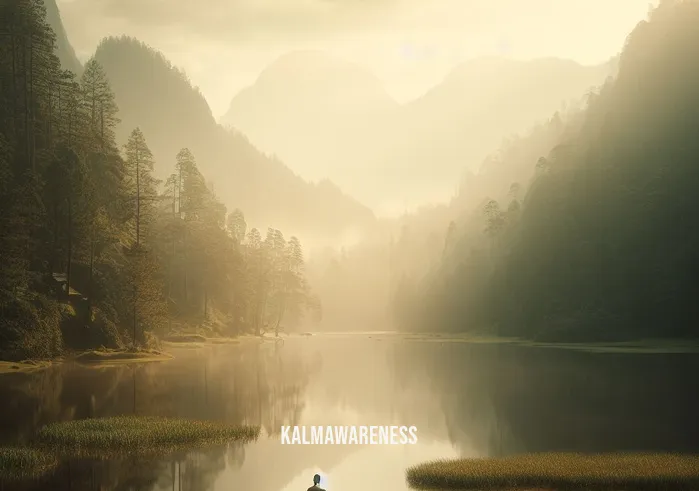 the muddied meaning of mindfulness _ Image: A serene natural landscape with a person meditating by a calm lake, finding solace. Image description: A serene natural landscape with a person meditating by a calm lake, finding solace.