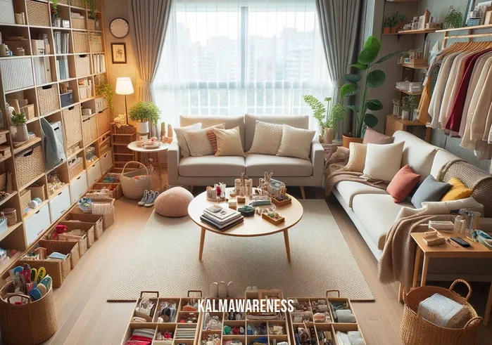 easy shifting methods without visualization _ Image: The same room, now neat and organized, with everything in its place. Image description: The living room transformed, showing a tidy and organized space after successful shifting.