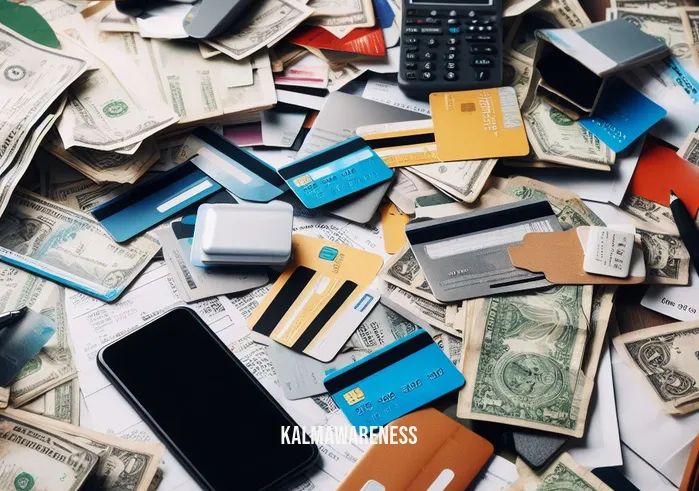 holstee wallet _ Image: A cluttered and disorganized desk with various cards, bills, and receipts scattered about.Image description: A messy desk filled with credit cards, bills, and receipts in disarray.