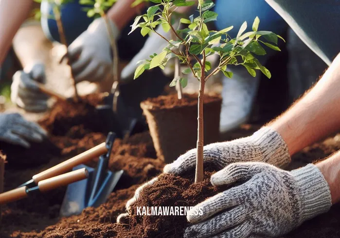 the is flourishing. heres how get _ Image: Volunteers planting trees and tending to a community garden. Image description: Hands in gloves carefully plant saplings, nurturing new life.