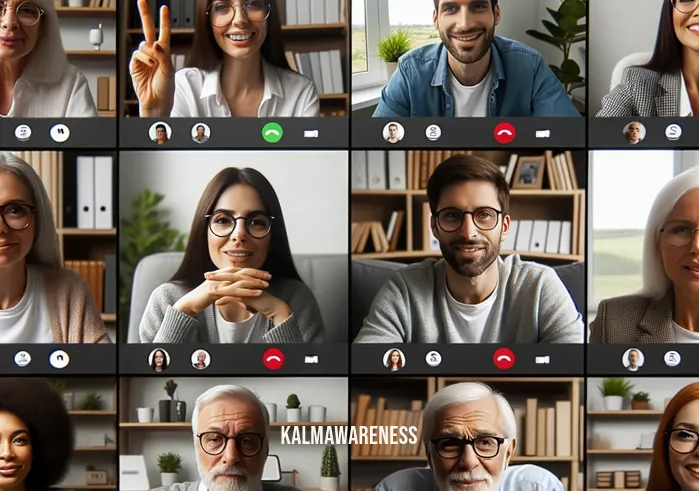 read unwind online _ Image: A diverse group of people in a virtual meeting, discussing the challenges of online information overload. Image description: A diverse group of individuals on a video call, engaged in a lively discussion about the overwhelming nature of online information.