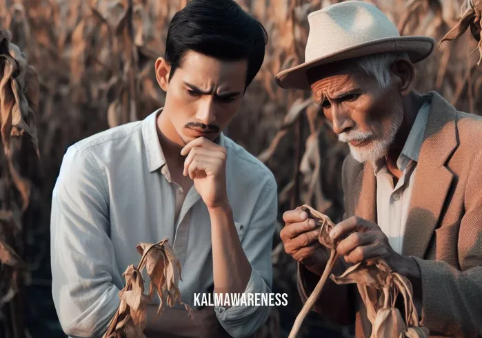 need rain _ Image: Farmers with worried expressions examining withered crops.Image description: Farmers stand amidst withered crops, their faces etched with concern as they inspect the devastating effects of the prolonged drought on their livelihoods.