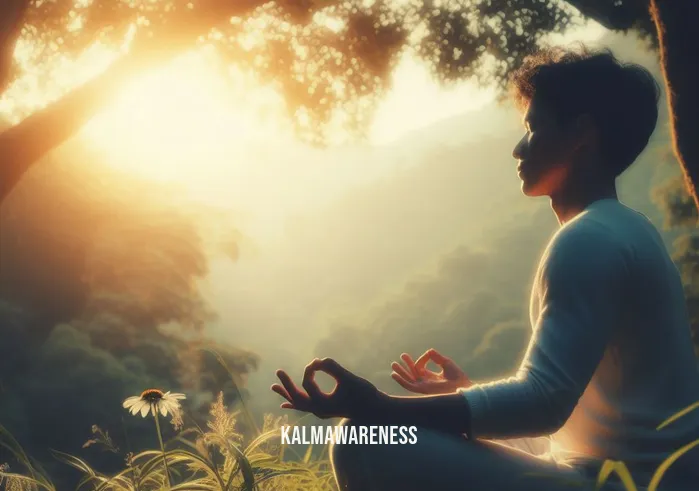 aa daily meditation app _ Image: The person deep in meditation, surrounded by nature, with a calm and peaceful expression.Image description: The individual fully engrossed in meditation, surrounded by the beauty of nature, radiating tranquility.