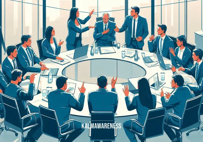 being in your body _ Image: A group of people in a conference room, engaged in a heated discussion. Image description: A conference room filled with people having an intense discussion, gesturing and expressing their concerns.