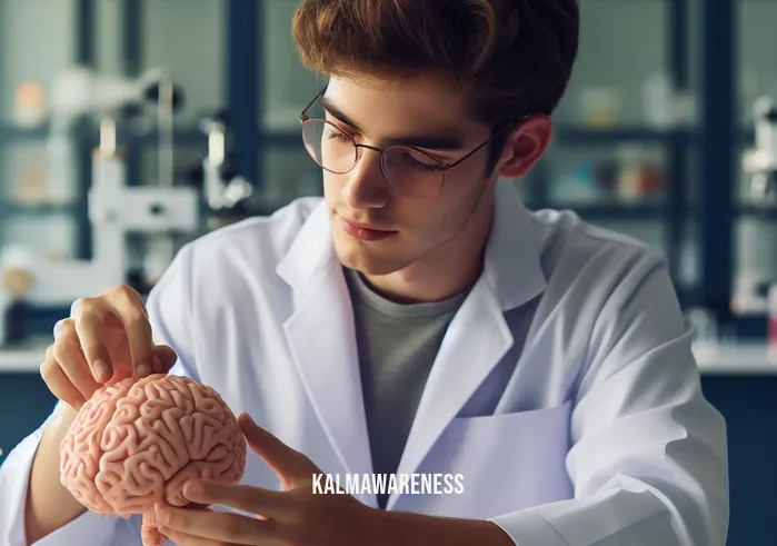 hand brain model explained _ Image: A student wearing a white lab coat, conducting experiments on a smaller hand brain model in a well-lit laboratory. Image description: A student in a lab coat carefully conducting experiments on a scaled-down hand brain model in a brightly lit laboratory.