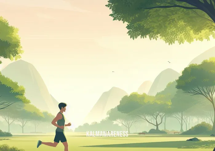 getting over it present _ Image: A person exercising outdoors, jogging through a serene park.Image description: A person in workout attire jogging peacefully through a serene park, with nature providing a calming backdrop.