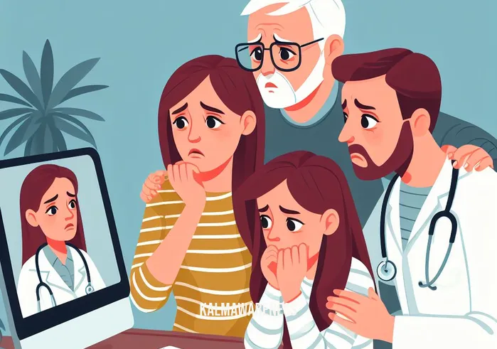 into anguish _ Image: A worried family huddled around a computer screen, video chatting with a doctor for a virtual consultation. Image description: A family on a video call with a doctor, seeking advice for their medical concerns.