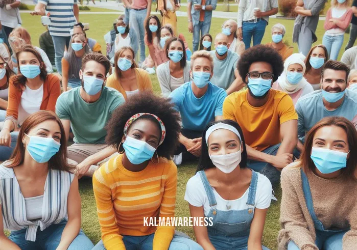 into anguish _ Image: A diverse group of people outdoors, practicing social distancing while wearing masks and smiling as they gather for a community event. Image description: A diverse group of people outdoors, socially distanced but happy to reconnect.