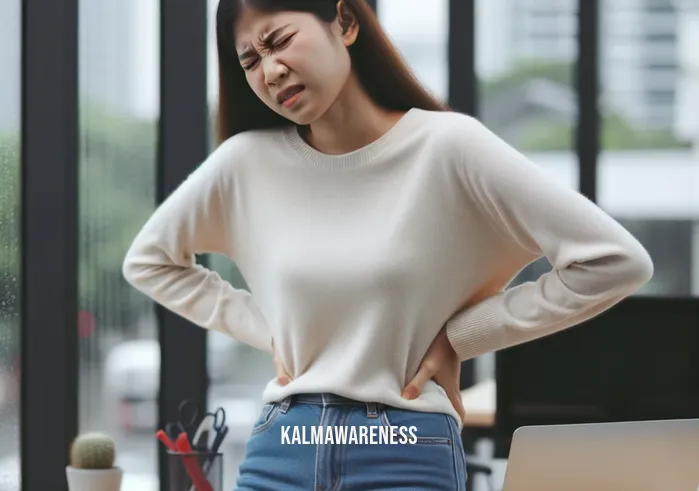 relax the back chair manual _ Image: The same person now stands up from their desk, rubbing their sore lower back, clearly in discomfort.Image description: The person stands up from their desk, grimacing as they massage their aching lower back, clearly in need of relief.