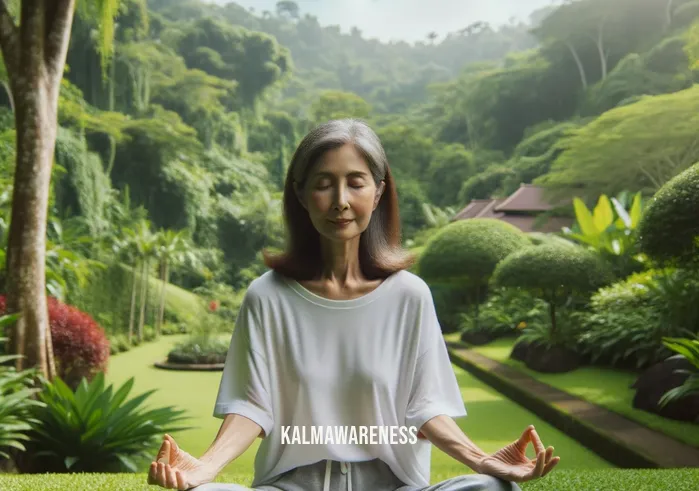 clearing energy blocks _ Image: The same person has now moved outside to a serene, natural setting, sitting cross-legged on the grass with closed eyes. Image description: They are practicing deep meditation, surrounded by lush greenery and a calm, blue sky overhead.