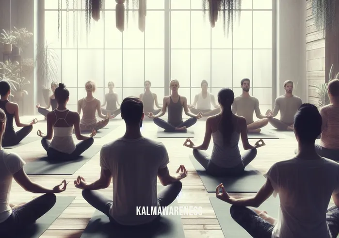 deep breathing pictures _ Image: A yoga class in session, with participants practicing deep breathing exercises. Image description: Yoga class in session, participants sitting cross-legged, engaging in deep breathing exercises in a tranquil studio.