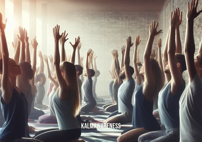 does putting your hands above your head help you breathe _ Image: A group of people in a yoga class practicing deep breathing with arms extended overhead.Image description: A group of people in a peaceful yoga class, arms extended overhead, collectively practicing deep and mindful breathing techniques.