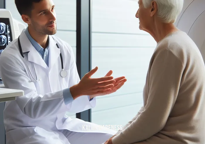 greater flint imaging _ Image: A compassionate radiologist explaining the procedure to a worried elderly patient. Image description: A compassionate radiologist in a white coat calmly explains the imaging procedure to a worried elderly patient sitting in a consultation room.
