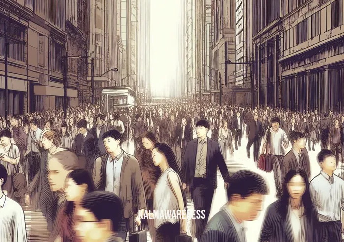 body scan meditation jon kabat zinn _ Image: A crowded, bustling city street with people rushing past, their faces tense and preoccupied.Image description: The image depicts a busy city street filled with hurried pedestrians, each lost in their thoughts and worries.