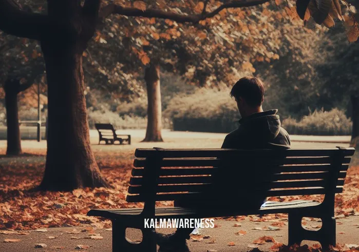 a broken heart can mend _ Image: A person sitting alone on a park bench, looking downcast, surrounded by fallen leaves. Image description: A desolate park scene in autumn, with a solitary figure deep in thought.