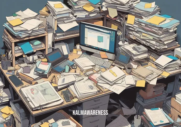 intentionally avoiding thoughts of an unpleasant emotion _ Image: A cluttered and disorganized workspace, with papers and files scattered everywhere.Image description: A cluttered and disorganized workspace, with papers and files scattered everywhere.