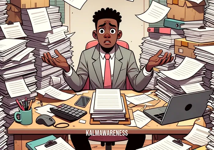 head empty no thoughts _ Image: A cluttered desk with scattered papers and a confused person staring at it. Image description: A cluttered desk with scattered papers and a confused person staring at it.