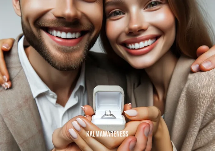 rings that break when stressed _ Image: The same couple, now smiling, with the fully repaired and sparkling ring. Image description: Their smiles convey relief and happiness as they hold the beautifully restored ring.
