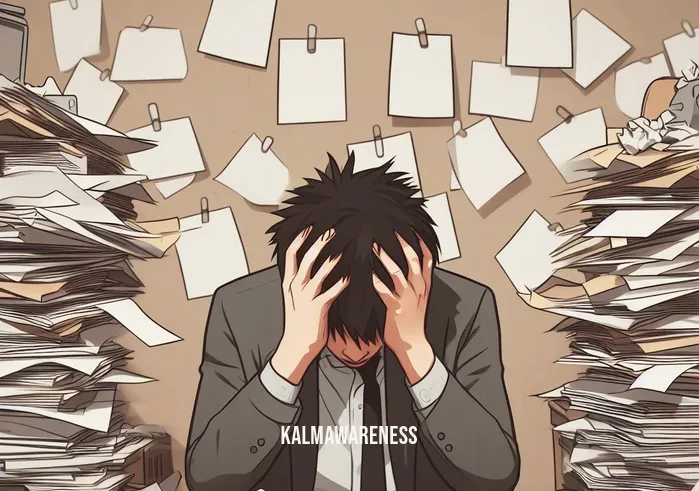mastery gems _ Image: A cluttered desk with scattered papers, frustrated person in front, looking overwhelmed.Image description: A cluttered desk with scattered papers, frustrated person in front, looking overwhelmed.