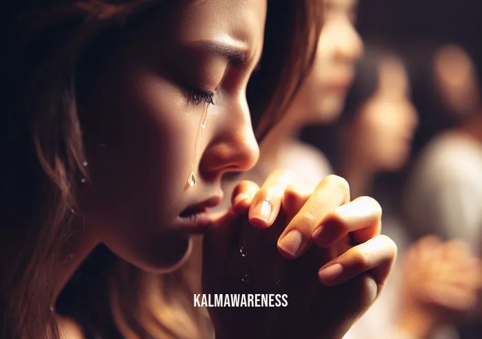 christian soaking _ Image: A close-up of hands clasped in prayer, tears streaming down a woman