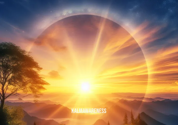 3d to 5d consciousness nyla _ Image: A bright sunrise over a tranquil mountain landscape, symbolizing a new beginning and enlightenment.Image description: Nature